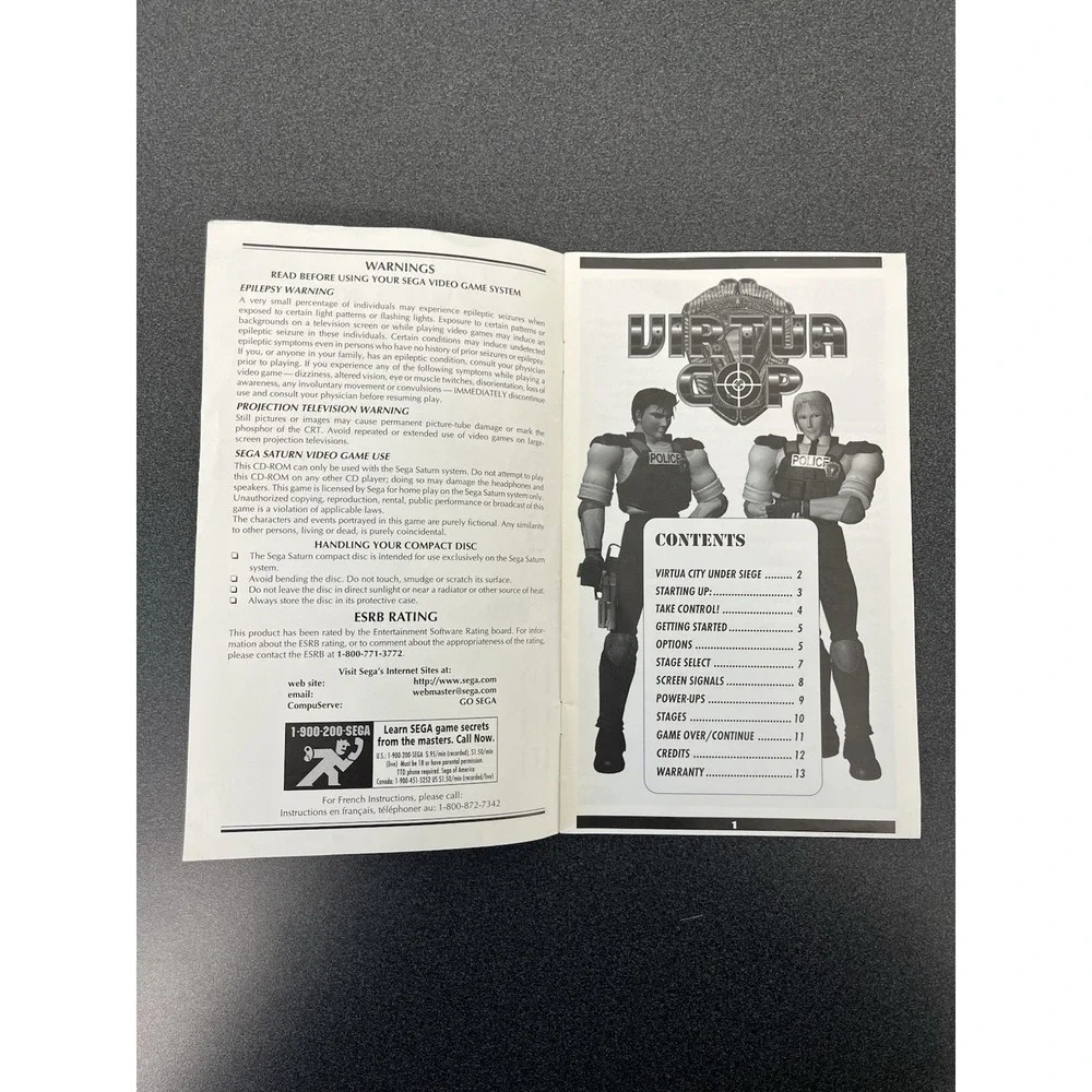 Virtua Cop Sega Saturn Instruction Manual Booklet ONLY 81015